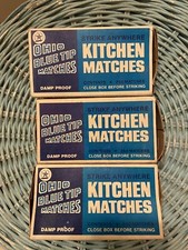 3 boxes Ohio Blue Tip kitchen Matches Strike on Box damp proof Vintage open boxs picture