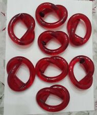 8 Dorothy Thorpe Red Lucite Acrylic Napkin Rings Pretzel Knot Mid Century Mod  picture