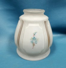 VTG 4x4.75 Frosted Glass 5 Panel Upward/Down Light Shade Painted Flowers 2