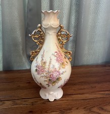 Antique RW Rudolstadt Germany Two Handles Painted Porcelain Vase Floral picture