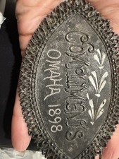 Antique 1898 Omaha Trans-Mississippi Exposition “Compliments” Souvenir Plaqu picture