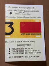 Cold War USAEUR SMLM (Soviet Military Liaison Mission) Card picture