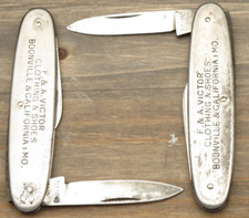 Antique DIAMOND GERMANY Senator Penknives Metal Handles - Advertising - Lot of 2 picture