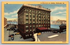 Vintage P. & L.E. R.R. Station Pittsburgh PA Linen Postcard 1950s picture
