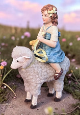 RARE Bethany Lowe Easter Girl Shelby On Sheep MINT picture