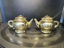 Vintage Metal Gold Color Brass Teapot Salt and Pepper Shakers picture