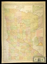 1911 Antique Minnesota Railroad Map ORIGINAL Atlas Map CMStP&P Railroad DATED picture
