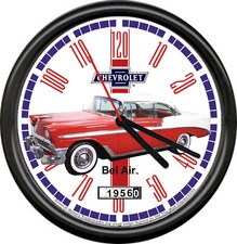 Licensed 1956 Red Chevy Belair 2 Door Chevrolet General Motors Sign Wall Clock picture