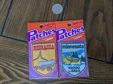 2 Vintage Voyager Patches - Minnesota 10,000 Lakes & Nebraska - unused & sealed picture