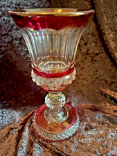 Vintage Indiana Glass Diamond Point Cranberry Flash Pedestal Vae/Compote 9 1.2