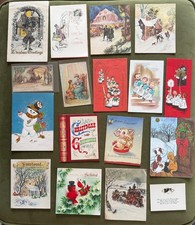 Vintage Lot 17 Mid Century Christmas Greeting Trade Die-cut Flocked picture