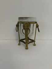 Brass Lion Head Candle Holder With Crackle Glass Cup picture
