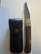 Wood Handle Assisted Open Knives with Damascus Steel Blade picture