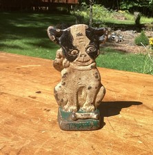 Vintage, Original, Cast Iron Door Stop ~ Dog with Bone picture