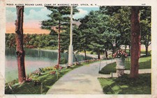 ROAD ALONG ROUND LAKE MASONIC HOME CAMP POSTCARD UTICA NY NEW YORK 1920s picture