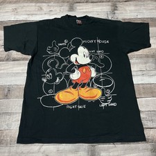Disney Shirt Adult One Size Fits All Black Vintage Jerry Leigh Mickey Mouse  picture