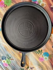 Griswold Slant Logo #7 737 Vintage Cast Iron One Hole Handled Griddle, Restored picture