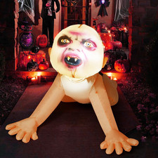 4 FT Inflatable Zombie Decoration with LEDs for Lawn and Garden Halloween Decor picture