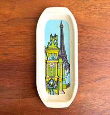 Vintage Metal Souvenir Serving Tray Eiffel Tower Paris Oval Printed picture