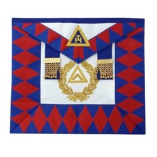 Grand Officers English Royal Arch Apron - Red & Blue-FRENCH LAMBSKIN picture