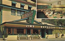 Vintage Jim's Rib House Restaurant Gatlinburg TN Smoky Mountains Postcard picture
