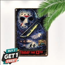 Retro Horror Movie Vintage Tin Sign Spooky Halloween Metal Plaque Bar Wall Decor picture