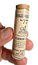 Vintage Antique 1940 Humphreys 77 Common Colds Bottle Cork Label New York NY NYC picture