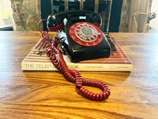 Vintage Western Electric WORKING MCM Telephone, Black & Red Dial Desk Phone picture