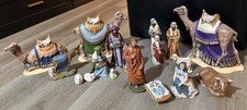 HOLLAND MOLD?  18 Pc Vintage Ceramic Nativity Set Christmas Hand Painted signed  picture