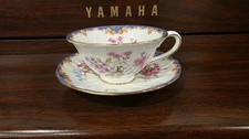 Vintage Shelley England Fine Bone China Teacup & Saucer Floral Pink Blue Gold... picture