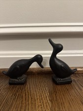 Vintage 1950s Virginia Metalcrafters Cast Iron “Naughty & Nice” Duck Figurines picture