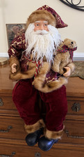 Vintage Old World Style Santa Claus Porcelain Posable Bendable Sitting Shelf 24