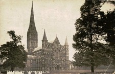 Vintage Salisbury Cathedral West Front Wiltshire England Postcard picture