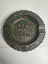 Vintage Reading PA Hardware Corp Lawn Mowers Advertising Cast Metal Ashtray  picture