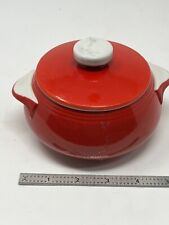 Vtg MCM Hall Superior Red Covered Casserole Ceramic Dutch Oven Kitchenware picture