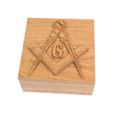 Masonic Freemason Hand Carved Wood Trinket Jewelry Box 3D Symbol 5