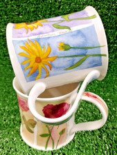 Pair of Dunoon Floral New Bone China 9oz Coffee Tea Cup Mugs picture