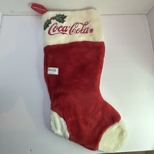 VINTAGE 1998 COCA-COLA CHRISTMAS STOCKING 19” RED & WHITE picture