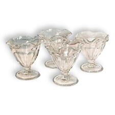 Indiana Glass Tulip Top Footed Ice Cream Sundae Glass Sherbet Dish Set of 4 picture