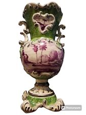 Antique Green Apple And Purple Porcelain Vase. 11.5