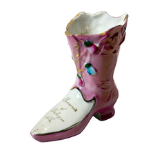 Dubuque IA IOWA Antique Souvenir Pink TRINKET CHINA SHOE picture