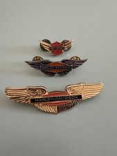 Vintage Harley Davidson Wings Pins Lot Of 3 Vintage Motorcycle Pins picture