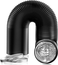 5 Inch Air Duct - 16 FT Long Black Flexible Ducting HVAC Ventilation Air Hose picture