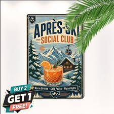 French Alps Ski Resort Travel Sign Metal Tin Sign Lodge Decor 8x12 picture