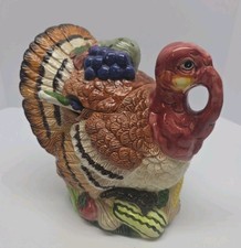 Vintage 1997 Jay Imports Ceramic Turkey Soup Tureen Lid Ladle Thanksgiving 10