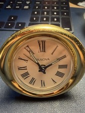 Vintage Bulova Brass Pedestal Alarm Clock – Roman Numerals – Germany – RUNNING picture