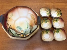Antique Nippon hand-painted porcelain 7 piece 1 Master bowl and 6 side bowl set picture