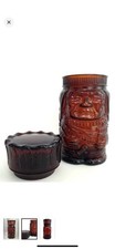 RARE Vintage 1960s Native American Chief Amber Glass tobacco/ cigar humidor picture