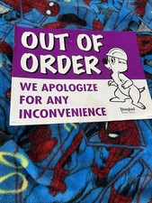 RARE DISNEYLAND Disney Maintenance Used    SIGN   prop  Out If Order Chip Dale picture