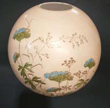 Antique Gone With The Wind GWTW Glass Globe Ball Lamp Shade Blush Pink Flower 9